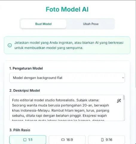 Fitur Buat Foto Model AI